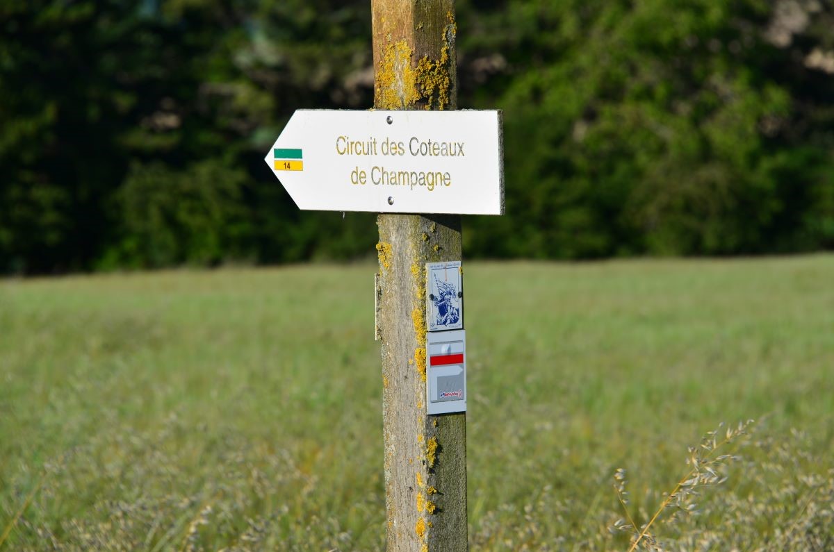 photo
                                     de Rizaucourt-Buchey d'un paneau indiquant un chemin
                                     de randonnée